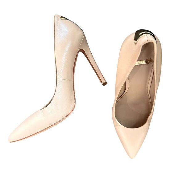 MARCIANO Leather‎ Pointed Toe Pumps Cream Sz 7 - Picture 4 of 5